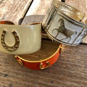 Three Enameled Equestrian Bracelets